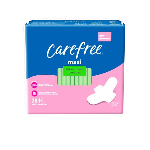Carefree Maxi Pads for Women, Super/Long Pads With Wings, 28ct | Carefree Pads, Feminine Care, Period Pads & Postpartum Pads | 28ct (Pack of 1)