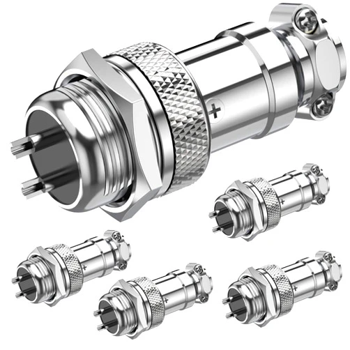 DIYhz GX16 2 Pins Panel Metal Mount Circular Metal Aviation Connector Adapter Male Female Plug Socket (5 Pcs)