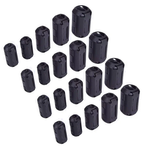 Mateda Ferrite Ring Core Ferrite Beads Clip RFI EMI Noise Suppressor Anti-Interference Cable Clip for 3.5mm/ 5mm/ 7mm/ 9mm/ 13mm Diameter Cable, Black (20)
