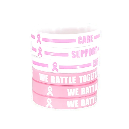 BRANDWINLITE Silicone Cancer & Cause Awareness Bracelets with Saying We Battle Together, Ribbon Icon with Saying Care and Support,Gift for Patients, Survivors, Family and Friends