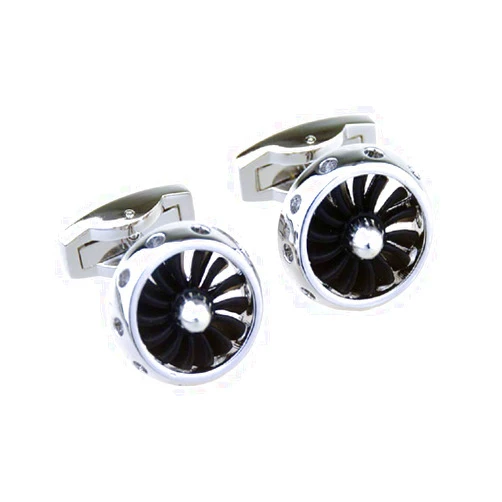 MRCUFF Jet Propeller Engine Fan Airplane Propellor Pair of Cufflinks in a Presentation Gift Box & Polishing Cloth