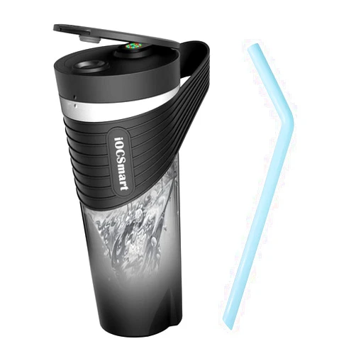 IOCSmart Portable Smoothie Blender to go, Electric Protein Shaker Bottle, IPX7 Leakproof USB Rechargeable 16oz Vortex Personal Blender Cup for Gym Travel Sports Nutrition (Black)