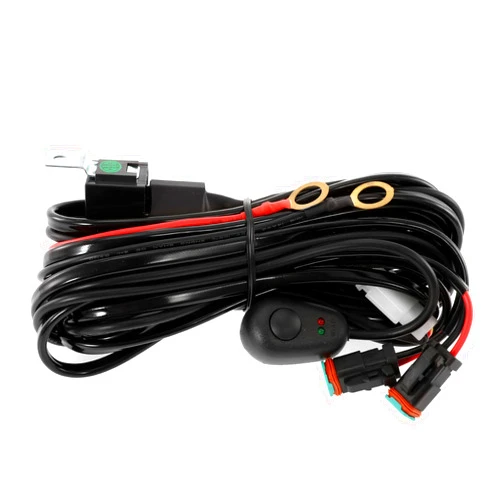 Auxbeam 2 Leads Led Light Bar Wiring Harness with Fuse, 16AWG DT Connector Wiring Harness Kit for Off Road Lights, 12V 40A Relay On Off Switch Relay for Led Work Light Fog Lights