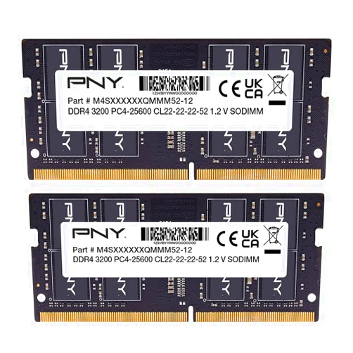 PNY Performance 32GB (2x16GB) DDR4 DRAM 3200MHz (PC4-25600) CL22 (Compatible with 2933MHz, 2666MHz, 2400MHz or 2133MHz) 1.2V Notebook/Laptop (SODIMM) Computer Memory Kit – MN32GK2D43200-TB