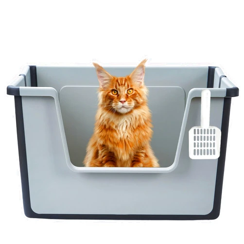 Gefryco Portable Cat Litter Box, Large High Sided Litter Boxes for Small to Large Cats, Foldable Travel Kitty Litter Box for Outdoor use, Open Top Litter Boxes with Scoop Easy to Clean