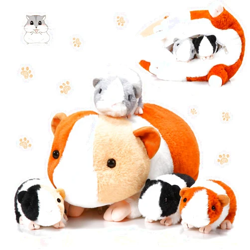 Jenaai 5 Pcs Plush Guinea Pig Stuffed Animals 16 Inch Mama Guinea Pig with 4 Cute Plushie Babies Soft Animals Pillow Gift for Boys Girls Birthday