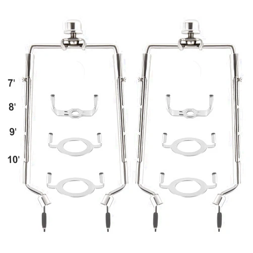 HZHFCB 2 Pack HZHFCB 7 8 9 10 inch Lamp Shade Harp Holder,Adjustable Lamp Harp Kit,Fit 3/8 IP Standard,E14,E26,E27 Light Base UNO Fitter Adapter,Silver Horn Frame Lampshade Bracket (Silver)