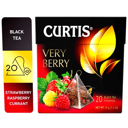 CURTIS Black Tea Very Berry (20 Tea Pyramid Sachets) with Wild Berries Mix