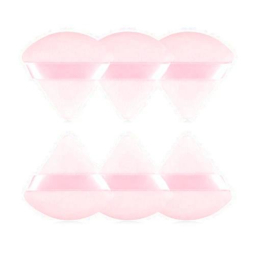 RAREIUS 6pcs Triangular Powder Puff Face Soft Velour Makeup Puff for Loose Powder Body Powder Makeup Sponge for Contouring Wet Dry Foundation Blender Sponge Beauty Makeup Tool. (Pink)