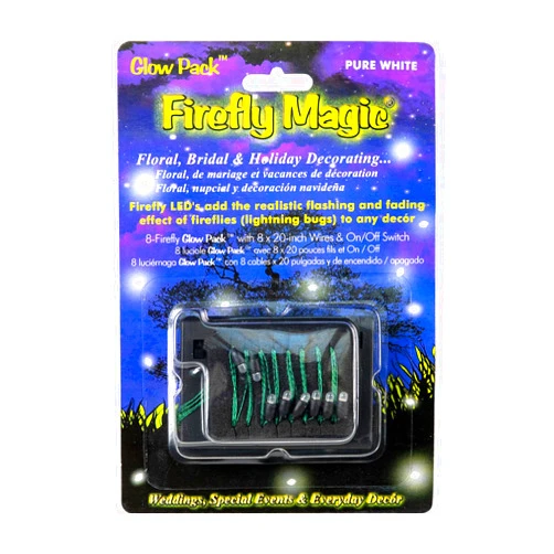 Firefly Magic Battery Powered Glow Pack-Floral Centerpiece Firefly Lights-Lightning Bug Fairy Lights-Indoor Magic at Weddings,Parties,Banquets-Patented to Match Real Fireflies-8 LED Lights-Pure White