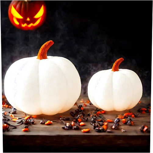 KUCCO-PILLOW Plush Pumpkin Pillow Pumpkin Throw Pillows, Halloween Decorative Pillows Ball Pillow Stuffed Pumpkin White 7.9