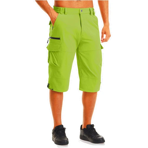 MAGCOMSEN Men's Workout Shorts 7 Pockets Quick Dry 3/4 Capri Pants Zipper Pockets Hiking Athletic Shorts