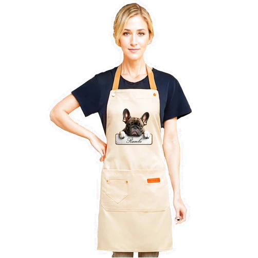 CTAOOEN DIY Custom Pet Name Art Dog Kitchen Apron for Men & Women,Personalized Pockets Cooking Apron for Adult