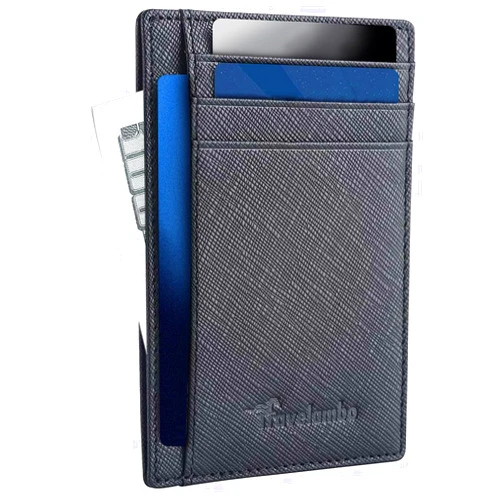 Travelambo Slim Wallet Front Pocket Minimalist Leather RFID Blocking Medium Size