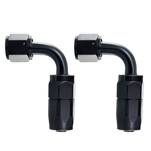 ROSY PIXEL 2Pcs 6AN Swivel Hose End Fitting for Fuel Oil Line Aluminum Black (90 Degree)
