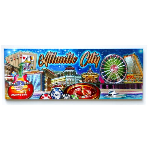 World By Shotglass Atlantic City New Jersey Skyline Foil Magnet 5