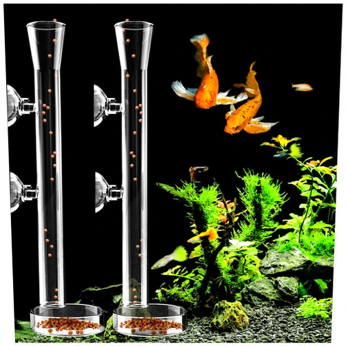 BEVBBJOA 8 Pcs Shrimp Feeding Dish and Tube,Acrylic Transparent Fish Feeder Tube Tray for Fish Tank Aquarium Shrimp Supplies (8 inches)