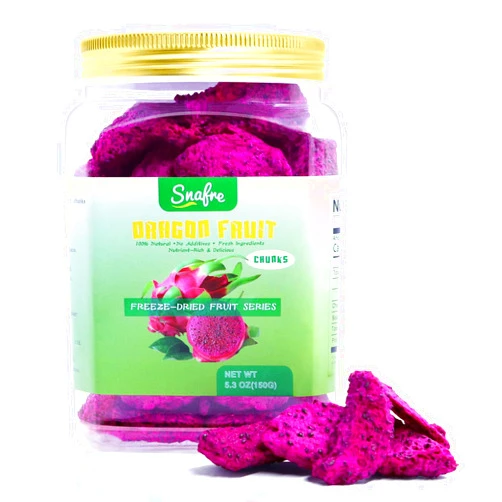Snafre Freeze Dried Dragon Fruit Chunks, 150G/5.3OZ Freeze Dried Fruit, Frozen Dragon Fruit, No Sugar Added, 100% Natural, for Smoothies, Lemonade, Yogurt, Cereal, Cocktails