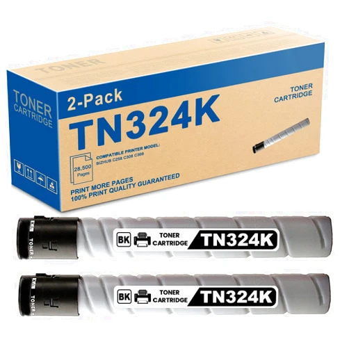 LOVPAIN 2PK Black Compatible TN324K | A8DA130 Toner Cartridge Replacement for Konica Minolta Bizhub C258 C308 C368 Printer