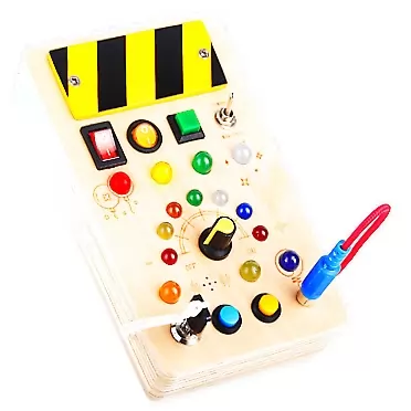 CHICYA Montessori Busy Board for Toddlers,Montessori Toys for 1 Year Old,Baby Busy Board with 9 LED Light Switches Activity Board Toys for Toddlers 1-3,Montessori Busy Board Sensory Toys for 1+ Year Old