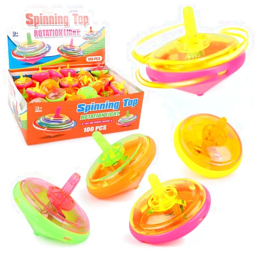 Liberty Imports 100 Pieces LED Light Up Flashing Mini Spinning Tops with Gyroscope - Kids Novelty Bulk Spin Toys Party Favors Bundle Pack Multicolored