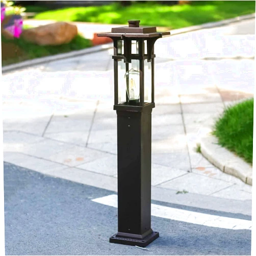 AWSX Post Lights American Simplicity Outdoor Patio Floor Light High Pole Square Aluminum Outside Lawn Pedestal Lantern Villa Patio Courtyard Landscape External Column Lighting, E27