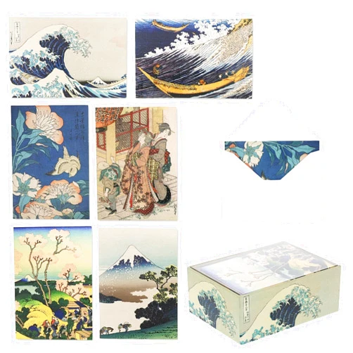 The Gifted Stationery 36-Count Assorted Box All Occasion Greeting Cards with Envelopes, Notecards, Artistic Design Inspired by Japanese Hokusai Painting, 5 x 3.5 in
