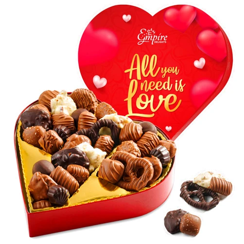 Empire Delights Valentine’s Day Chocolate Gift Box – Heart-Shaped Box with 27 Assorted Gourmet Chocolates – Gift for Him & Her