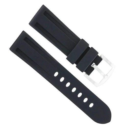 Ewatchparts 24MM WATCH BAND RUBBER SILICONE STRAP COMPATIBLE WITH TUDOR FASTRIDER BLACK SHEILD BLACK