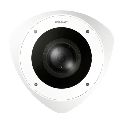 Hanwha Techwin TNV-7011RC 3MP WDR Vandal Anti-Ligature Corner Mount IR Camera with Wide Field-of-View (FOV), 2.8mm Fixed Lens, Built-in Microphone
