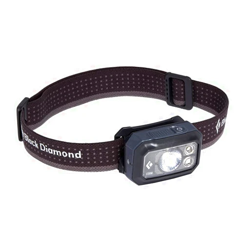 BLACK DIAMOND Storm 400 LED Headlamp (Graphite) Dimmable and Waterproof Headlamp for Camping, Hiking, Running, with Red Light Headlamp Mode
