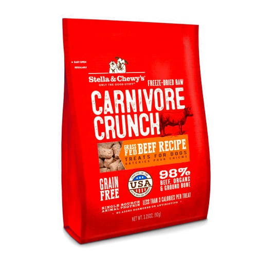 Stella & Chewy's Freeze-Dried Raw Carnivore Crunch Grass-Fed Beef Recipe Dog Treats – 3.25 oz. Bag