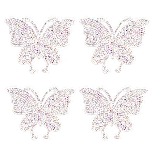 Hariendny 4 Pcs Butterfly Iron On Patches, Sewing Sew On Colorful Sequin Butterfly Patch, Sparkly Clothing Repair Patch, Embroidered Beaded Appliques for Dress Skirt Jean Jacket Pant Hat Bag DIY Craft