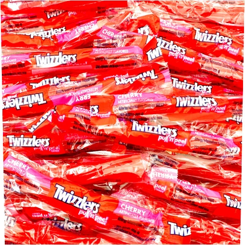 SUNNY ISLAND TWIZZLERS PULL 'N' PEEL Cherry Licorice Candy, Individually Wrapped Single Twist, 2-Pound Bag