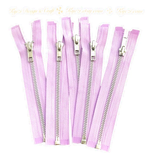 Kyezi Design and Craft 3 Inch - 36 Inch Silver Separating Jacket Zippers, 5 Teeth Zippers, Y-Teeth Heavy Duty Metal Zippers for Jackets, Large Metal Zippers - [Kyezi Design & Craft] (Lavender, 18