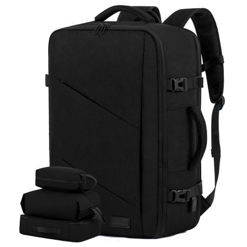 LOVEVOOK Carry on Travel Backpack, Large 50L for Men & Women Flight Approved with USB Charging Port&3 Packing Cubes, Large Suitcase Water Resistant Luggage Daypack Business Weekender Bag, Black