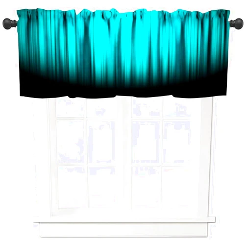 ZhiRain Teal and Black Valance Curtain Ombre Turquoise Aqua Dark Grey Stripe Gradient Dark Modern Rod Pocket Valance 1 Panel Short Curtains for Kitchen Living Room Bedroom Decor 54 x 18 in