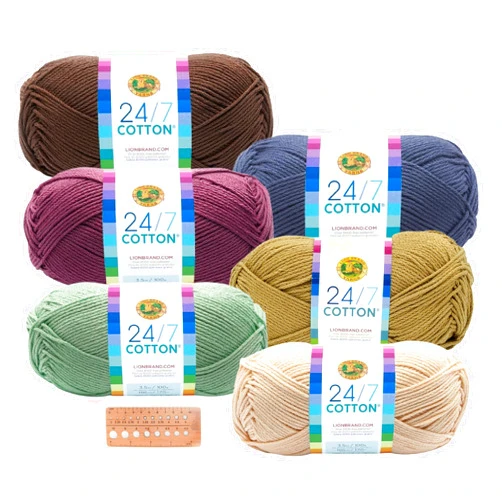 Craft Bunch Lion Brand Yarn - 24/7 Cotton - 6 Skein Assortment (Mix 7)