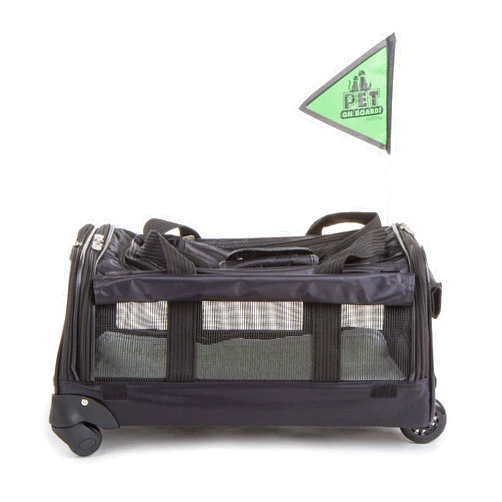 Sherpa on Wheels Indoor Pet Dog Carrier, Black Large for All Breed Sizes