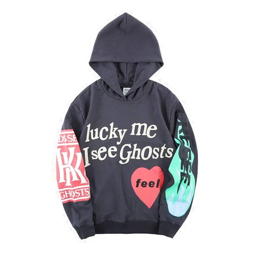 DONCARE Lucky I See Ghosts Hoodie Kids See Ghosts Men's West Rapper Grey Sweatshirt