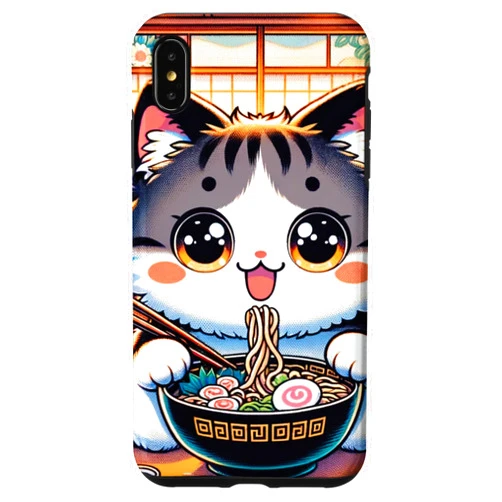 Anime Ramen Cat Retro Japanese Noodles Aesthetic iPhone XS Max Anime Ramen Cat Retro Japanese Noodles Aesthetic Kawaii cat Case