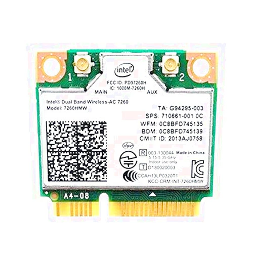 Intel Dual Band Wireless-AC 7260 7260HMW Half Mini PCIe PCI-Express WLAN WiFi Card Module 802.11 ac/a/b/g/n 867Mbps Bluetooth BT