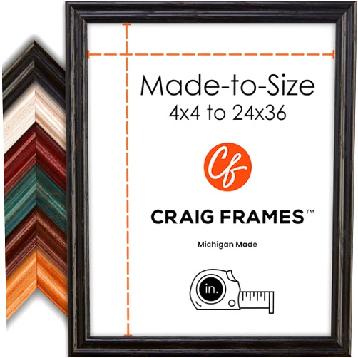 Craig Frames Custom Wooden Picture Frame, Made-to-Order, Traditional Slim Frame, Odd Frame Sizes