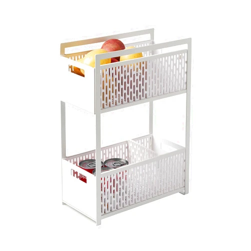 Yamazaki Home Tower 2 Tier Sliding Baskets Organizer Rack For Pantry Or Under Sink Storage - Space-Saving Solution For Spices, Cans, Cleaning Goods - Abs Plastic -