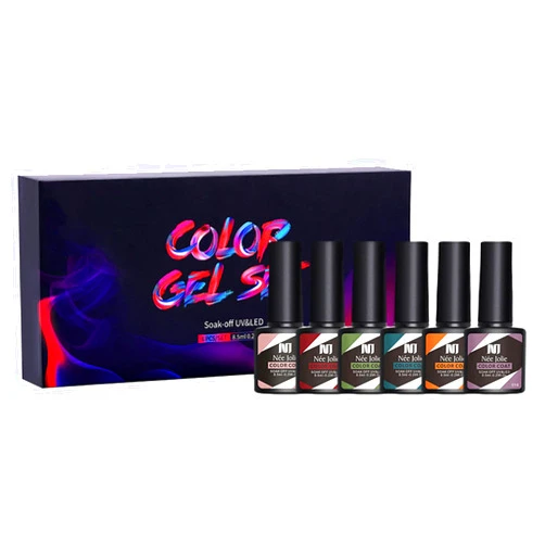 AKwell Gel Nail Polish Set Black White Gold Glitter 6 Colors Manicure Beauty Semi Permanent Varnish UV LED Lamp Nail Art Design