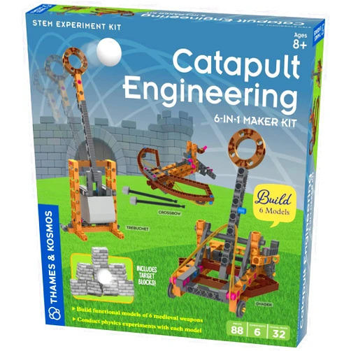 Thames & Kosmos Catapult Engineering STEM Maker Kit, Build 6 Models of Unique Medieval Machines, Explore Mechanical Physics, Includes Safe Foam Balls & Soft-Tipped Projectiles, Suitable for Ages 8+