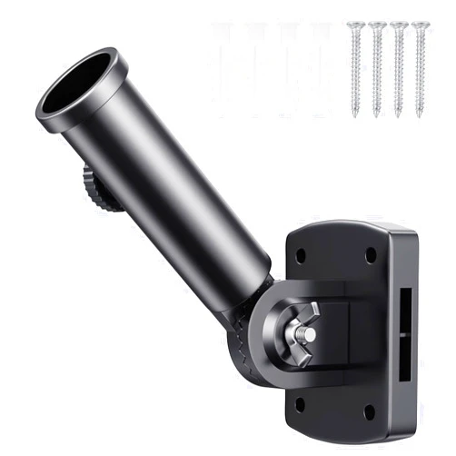 ESTTOP Flag Pole Holder Adjustable, Multi-Position Mounting Bracket with Hardwares, Flag Pole Holder for Outside House, Premium Aluminum Alloy Water Resistant Rust Free Flagpole Holder (Black)