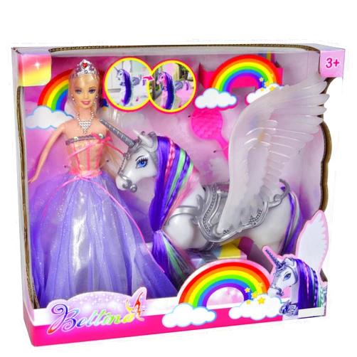 MEGAFUN Color Change Unicorn Toys & Princess Doll with Rainbow Braided Hair, Removable Saddle&Wings, Princess Toy Unicorn Gifts for Girls
