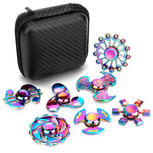 Anzmtosn Cool Metal Fidget Toy Set Fidgets Spinners Toy for Kids Adults, Stainless Steel Finger Hand Spinner Fidget Pack for Focus, Fingertip Gyro Party Favors Supplies Goody Bag Fillers Stress Toys Gifts