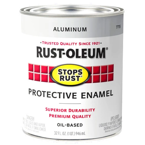 Rust-Oleum 7715502 Stops Rust Brush On Paint, Quart, Metallic Aluminum
